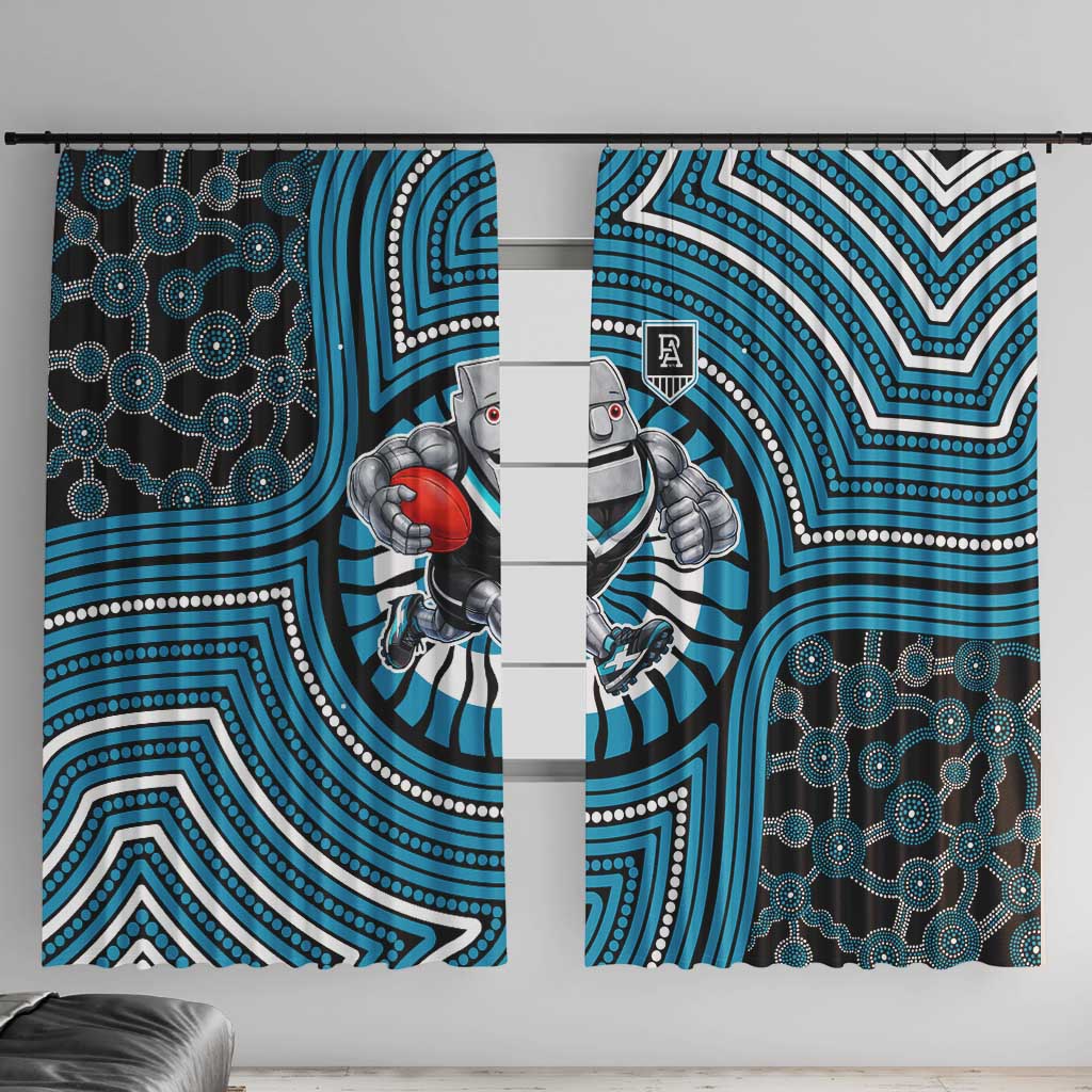 Port Adelaide Football Club Window Curtain Indigenous Monochrome Dot Art Mascot Style