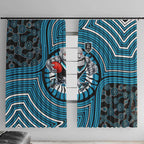 Port Adelaide Football Club Window Curtain Indigenous Monochrome Dot Art Mascot Style