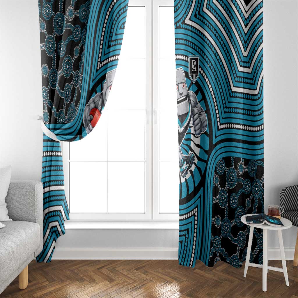 Port Adelaide Football Club Window Curtain Indigenous Monochrome Dot Art Mascot Style