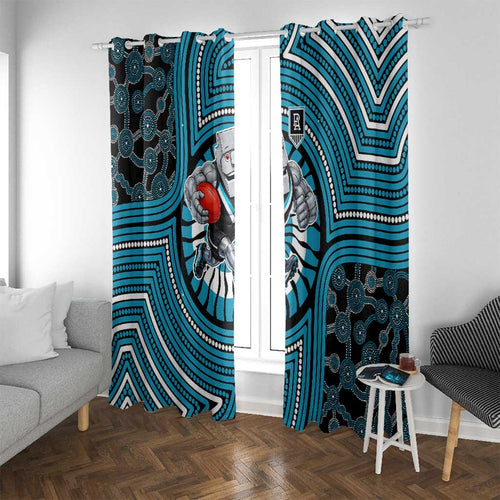 Port Adelaide Football Club Window Curtain Indigenous Monochrome Dot Art Mascot Style