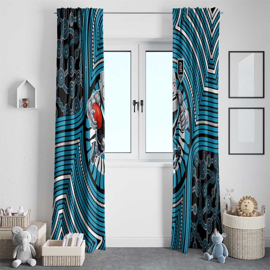 Port Adelaide Football Club Window Curtain Indigenous Monochrome Dot Art Mascot Style