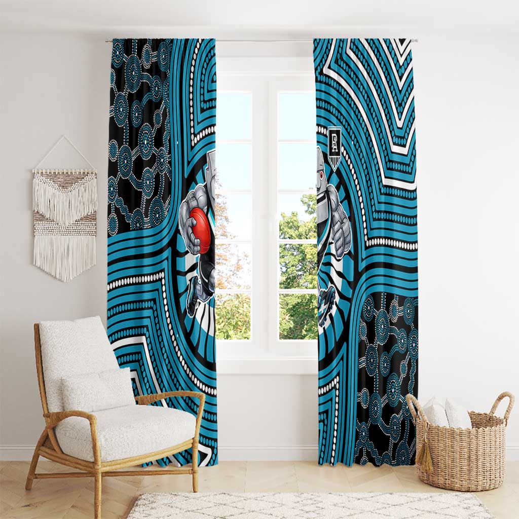 Port Adelaide Football Club Window Curtain Indigenous Monochrome Dot Art Mascot Style