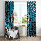 Port Adelaide Football Club Window Curtain Indigenous Monochrome Dot Art Mascot Style