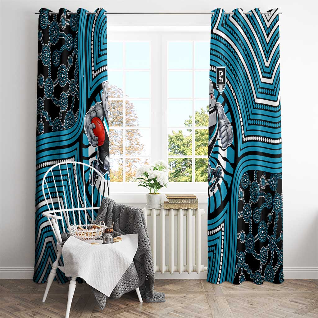 Port Adelaide Football Club Window Curtain Indigenous Monochrome Dot Art Mascot Style