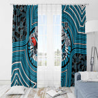 Port Adelaide Football Club Window Curtain Indigenous Monochrome Dot Art Mascot Style