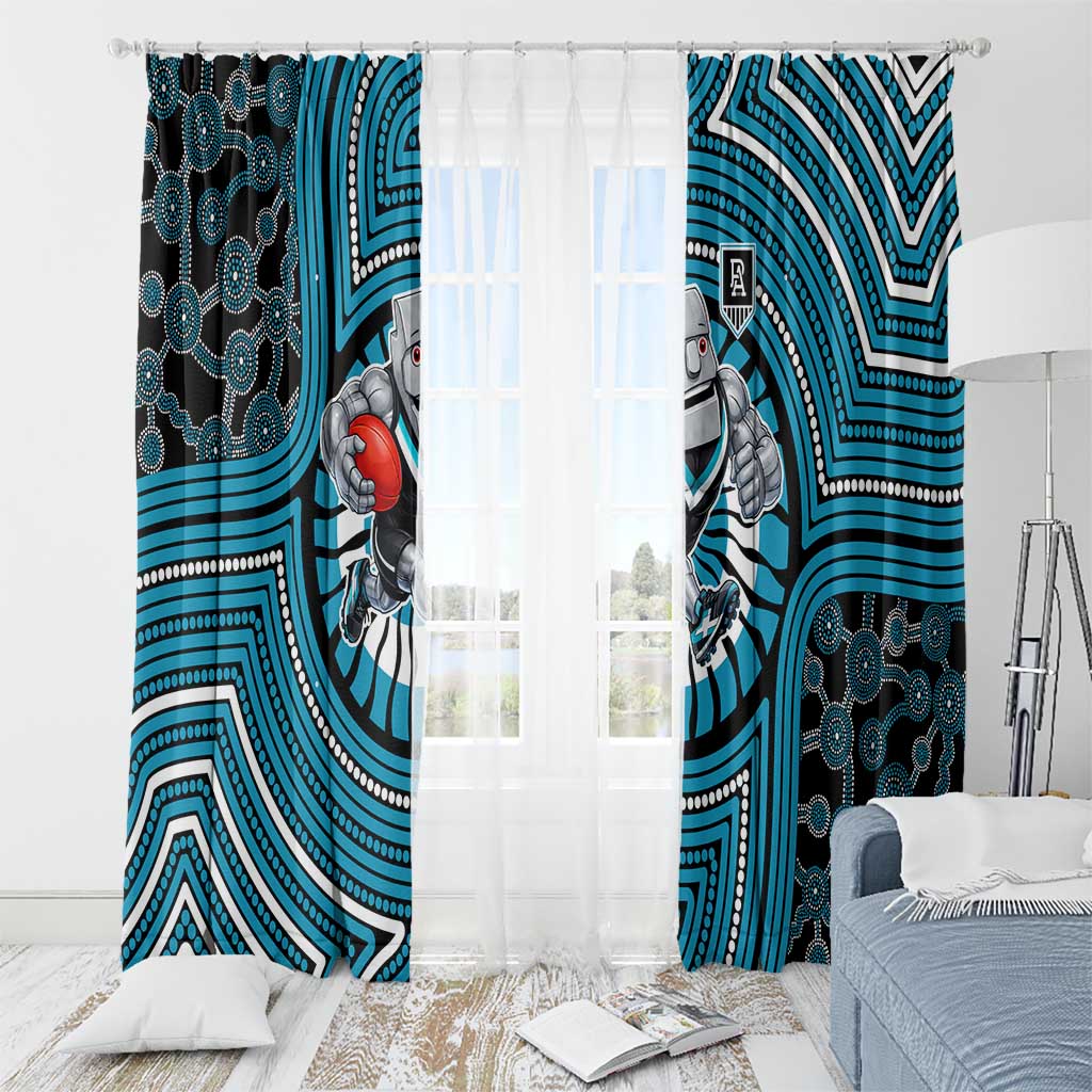 Port Adelaide Football Club Window Curtain Indigenous Monochrome Dot Art Mascot Style