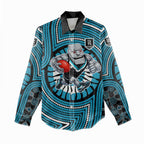 Port Adelaide Football Club Women Casual Shirt Indigenous Monochrome Dot Art Mascot Style