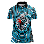 Port Adelaide Football Club Women Polo Shirt Indigenous Monochrome Dot Art Mascot Style