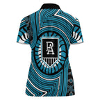 Port Adelaide Football Club Women Polo Shirt Indigenous Monochrome Dot Art Mascot Style