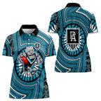Port Adelaide Football Club Women Polo Shirt Indigenous Monochrome Dot Art Mascot Style