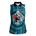 Port Adelaide Football Club Women Sleeveless Polo Shirt Indigenous Monochrome Dot Art Mascot Style