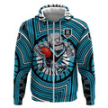 Port Adelaide Football Club Zip Hoodie Indigenous Monochrome Dot Art Mascot Style