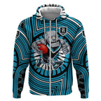 Port Adelaide Football Club Zip Hoodie Indigenous Monochrome Dot Art Mascot Style