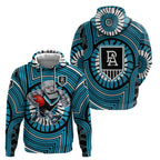 Port Adelaide Football Club Zip Hoodie Indigenous Monochrome Dot Art Mascot Style