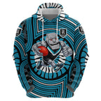Port Adelaide Football Club Zip Hoodie Indigenous Monochrome Dot Art Mascot Style