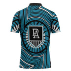 Port Adelaide Football Club Zipper Polo Shirt Indigenous Monochrome Dot Art Mascot Style