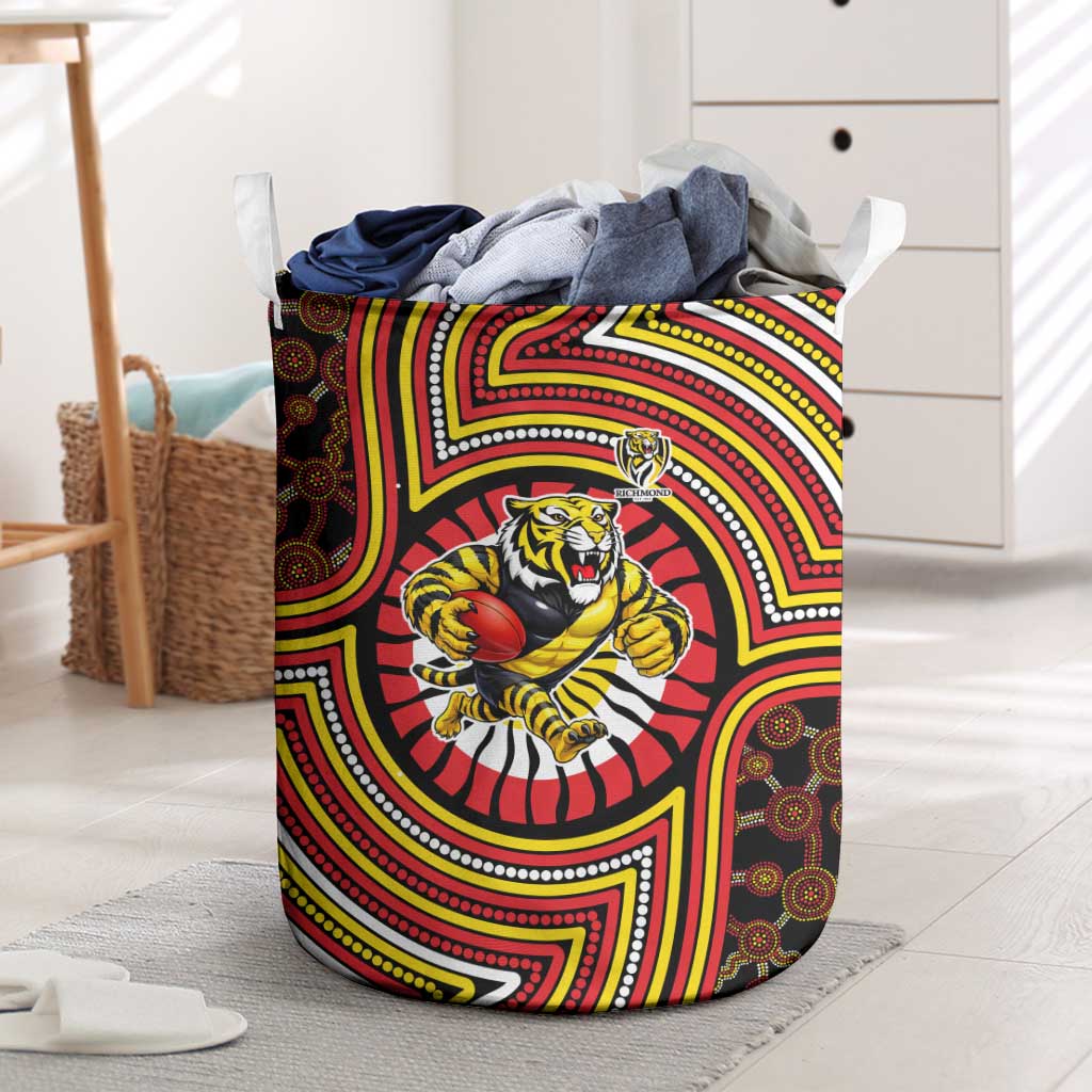 Richmond Football Club Laundry Basket Indigenous Monochrome Dot Art Mascot Style