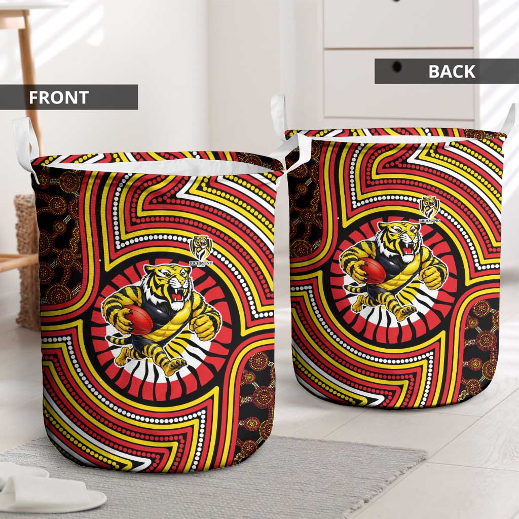 Richmond Football Club Laundry Basket Indigenous Monochrome Dot Art Mascot Style