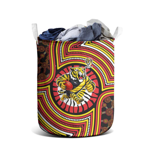 Richmond Football Club Laundry Basket Indigenous Monochrome Dot Art Mascot Style