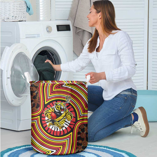 Richmond Football Club Laundry Basket Indigenous Monochrome Dot Art Mascot Style