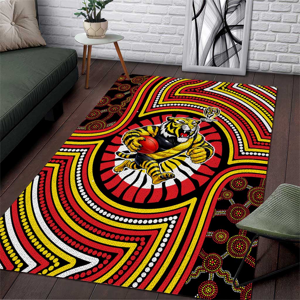 Richmond Football Club Area Rug Indigenous Monochrome Dot Art Mascot Style