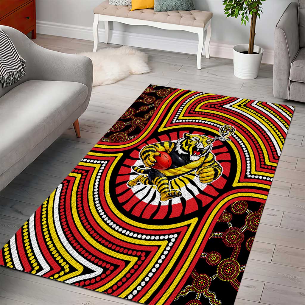 Richmond Football Club Area Rug Indigenous Monochrome Dot Art Mascot Style