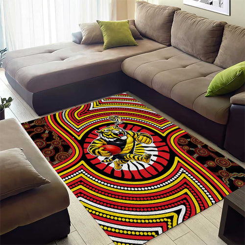 Richmond Football Club Area Rug Indigenous Monochrome Dot Art Mascot Style