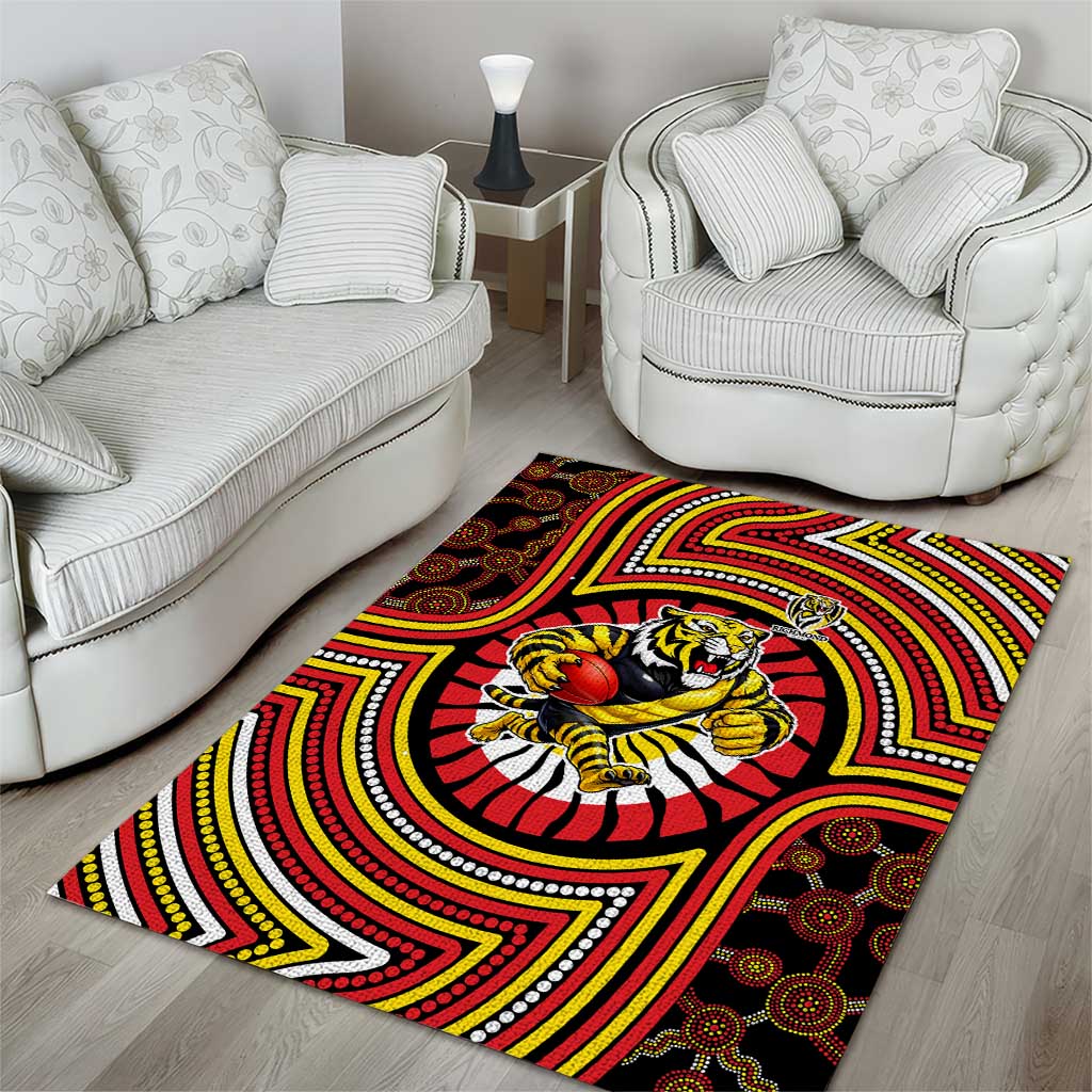 Richmond Football Club Area Rug Indigenous Monochrome Dot Art Mascot Style