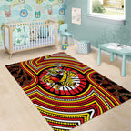 Richmond Football Club Area Rug Indigenous Monochrome Dot Art Mascot Style