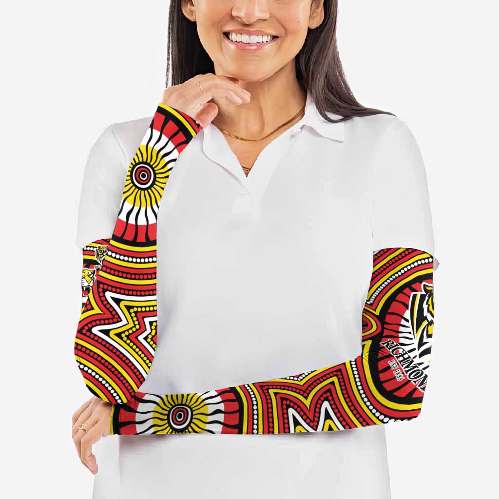 Richmond Football Club Arm Sleeves Indigenous Monochrome Dot Art Mascot Style