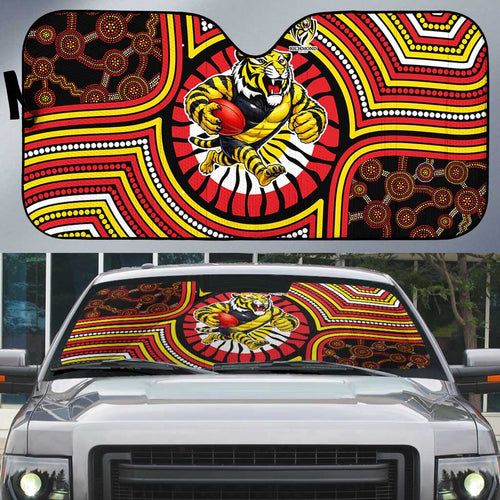 Richmond Football Club Auto Sun Shade Indigenous Monochrome Dot Art Mascot Style