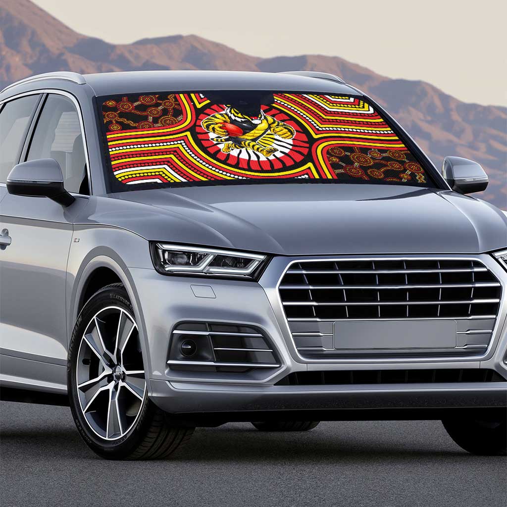 Richmond Football Club Auto Sun Shade Indigenous Monochrome Dot Art Mascot Style