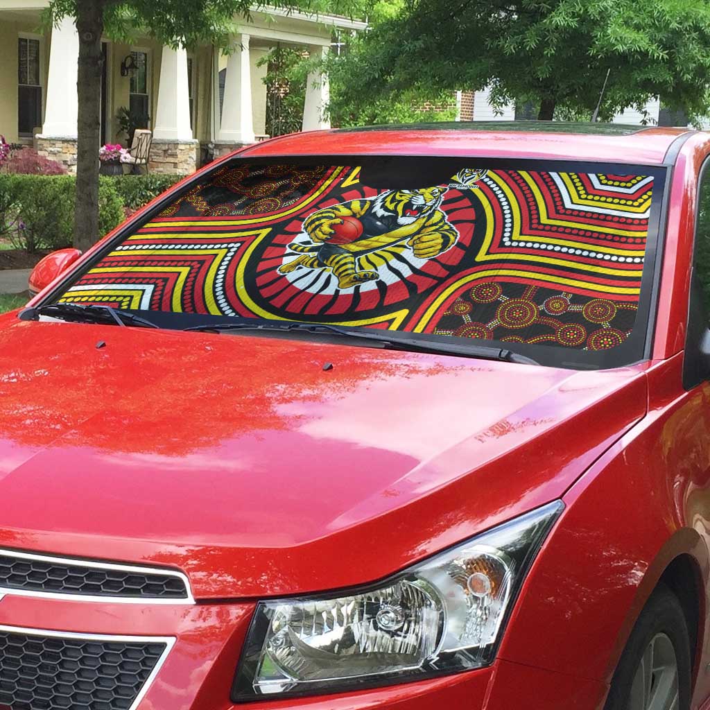 Richmond Football Club Auto Sun Shade Indigenous Monochrome Dot Art Mascot Style