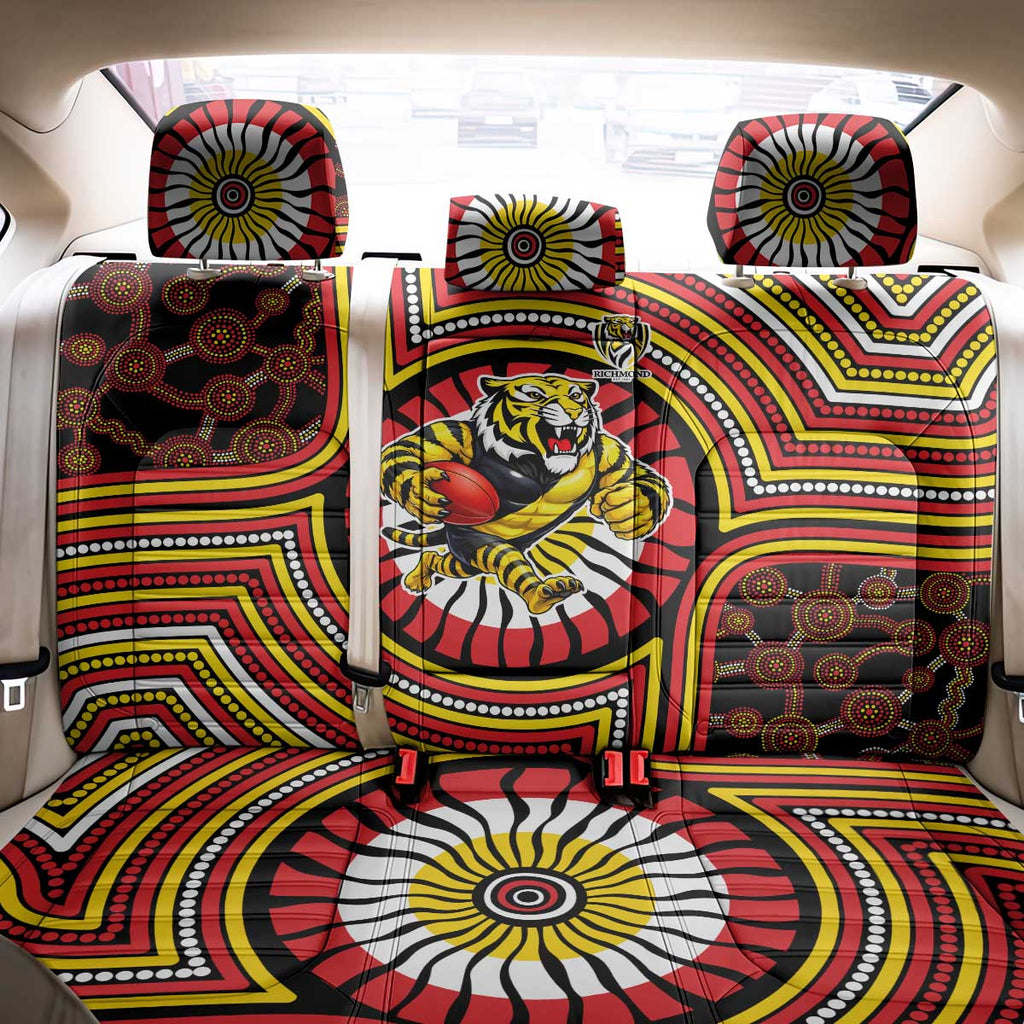 Richmond Football Club Back Car Seat Cover Indigenous Monochrome Dot Art Mascot Style