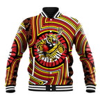 Richmond Football Club Baseball Jacket Indigenous Monochrome Dot Art Mascot Style