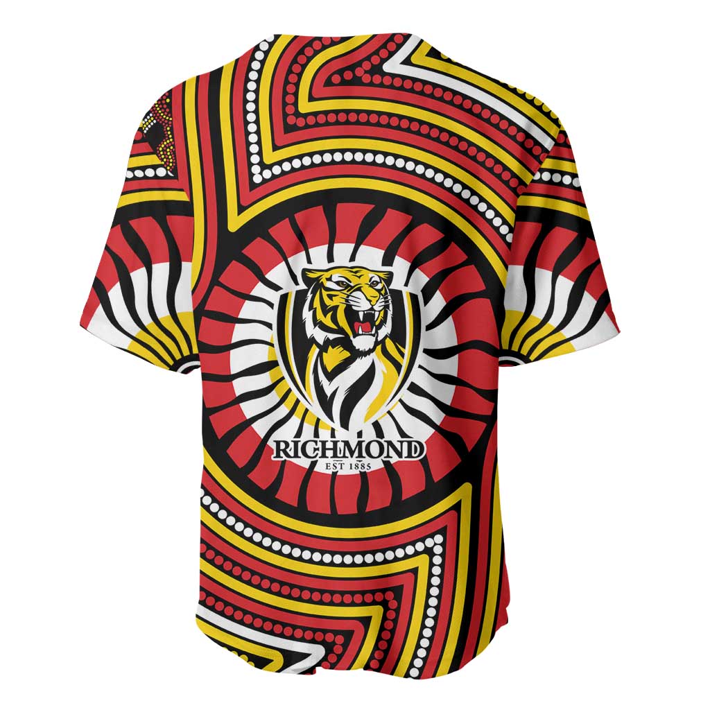 Richmond Football Club Baseball Jersey Indigenous Monochrome Dot Art Mascot Style