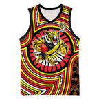 Richmond Football Club Basketball Jersey Indigenous Monochrome Dot Art Mascot Style