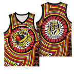 Richmond Football Club Basketball Jersey Indigenous Monochrome Dot Art Mascot Style