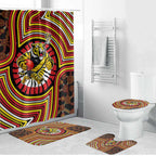 Richmond Football Club Bathroom Set Indigenous Monochrome Dot Art Mascot Style