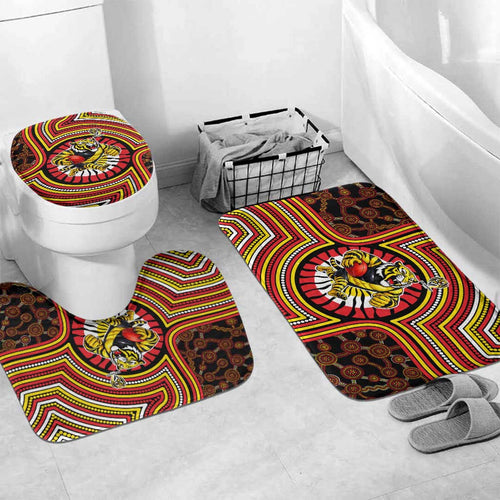Richmond Football Club Bathroom Set Indigenous Monochrome Dot Art Mascot Style