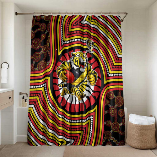 Richmond Football Club Bathroom Set Indigenous Monochrome Dot Art Mascot Style