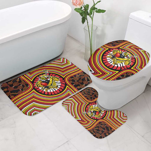 Richmond Football Club Bathroom Set Indigenous Monochrome Dot Art Mascot Style