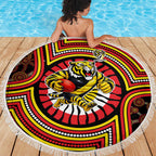 Richmond Football Club Beach Blanket Indigenous Monochrome Dot Art Mascot Style
