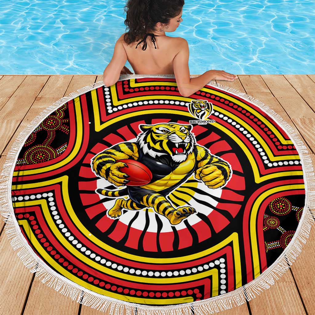 Richmond Football Club Beach Blanket Indigenous Monochrome Dot Art Mascot Style