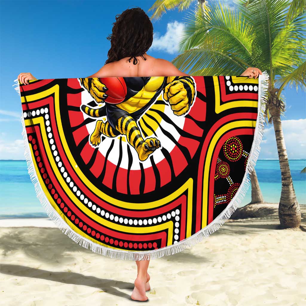 Richmond Football Club Beach Blanket Indigenous Monochrome Dot Art Mascot Style