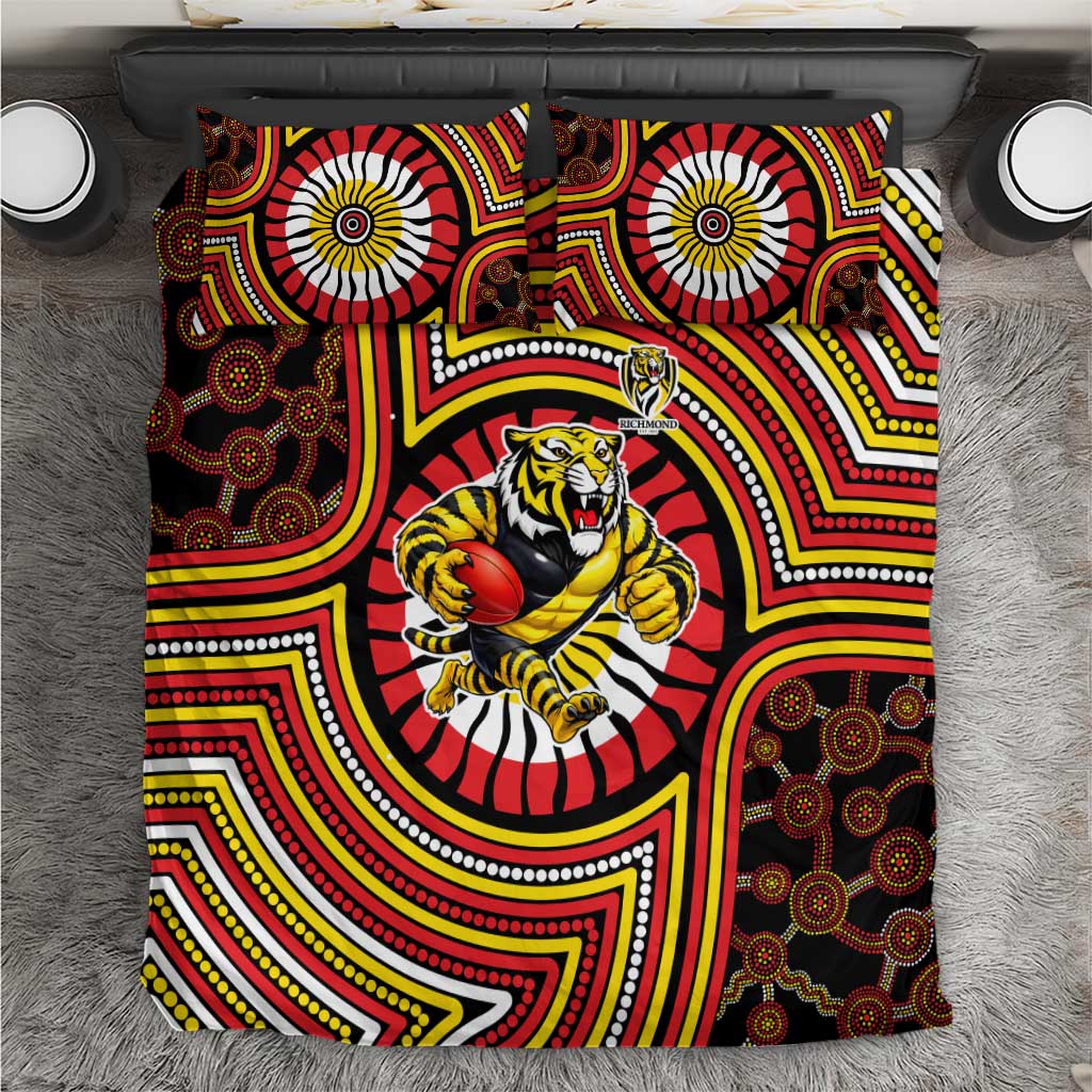 Richmond Football Club Bedding Set Indigenous Monochrome Dot Art Mascot Style