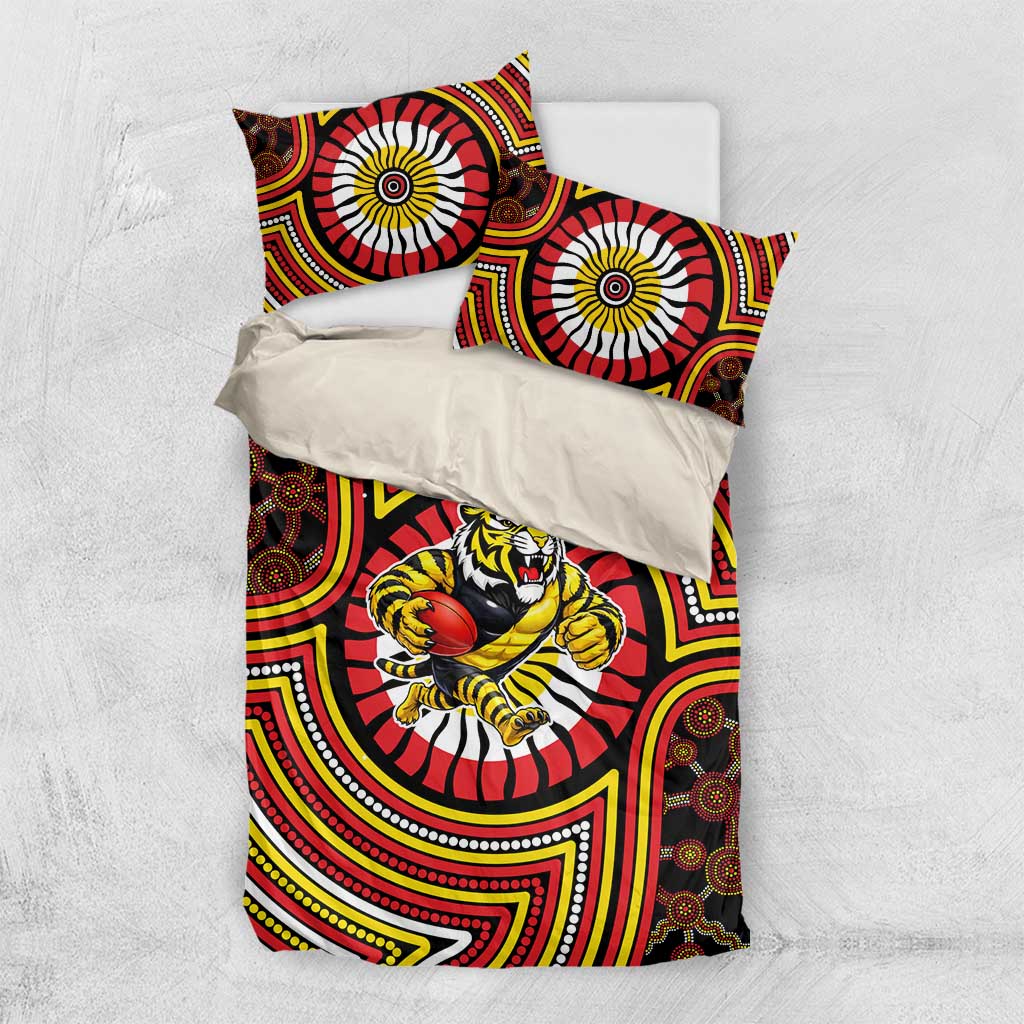 Richmond Football Club Bedding Set Indigenous Monochrome Dot Art Mascot Style