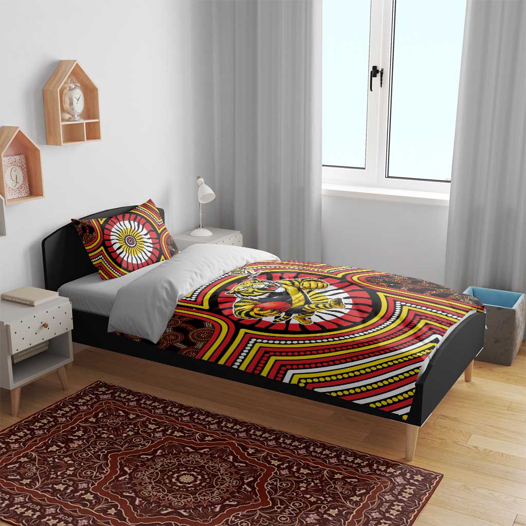 Richmond Football Club Bedding Set Indigenous Monochrome Dot Art Mascot Style