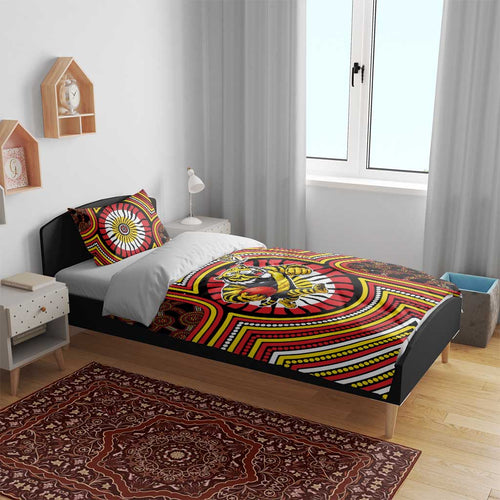 Richmond Football Club Bedding Set Indigenous Monochrome Dot Art Mascot Style