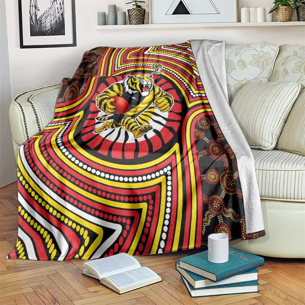 Richmond Football Club Blanket Indigenous Monochrome Dot Art Mascot Style